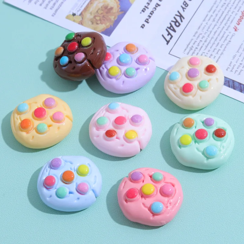 10Pcs Simulation Cookies Chocolate Resin DIY Shoes Hat Icebox Barrette Mobile Phone Case Scrapbook Cream Glue Flat Back Resin