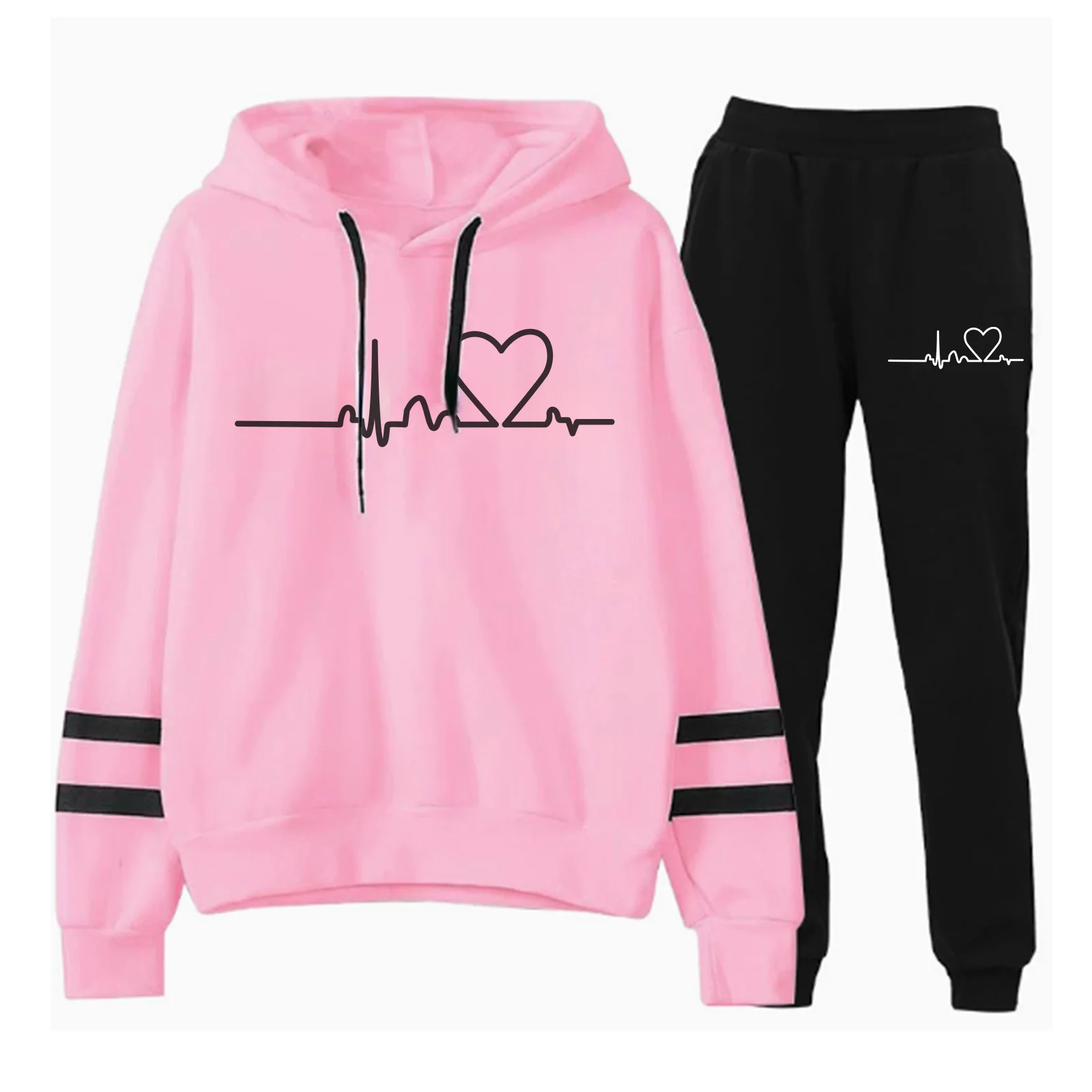 2026Women's winter two-piece sports outfit set (one-piece garment with print pattern) + trousers; Women's sportswear; Women's sp