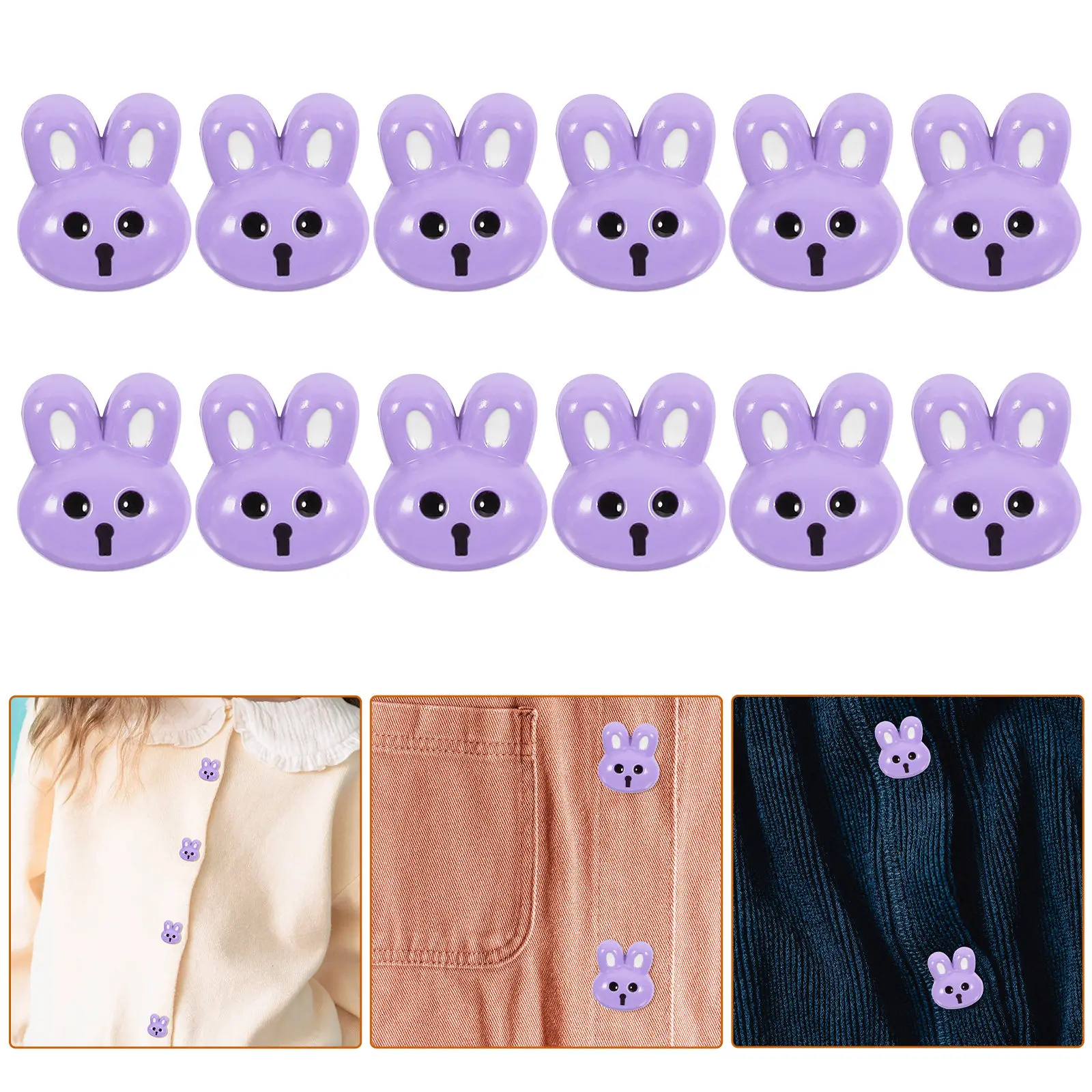 

12Pcs Rabbit Shaped Resin Buttons Sewing DIY Small Coat Decorative Buttons for Clothes Crafts Coat Button DIY Clothing Button