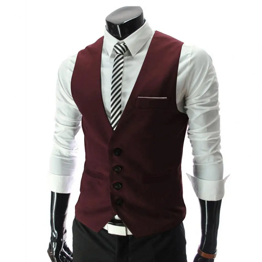 Chaleco Blazer para hombre, traje de un solo pecho, chaleco ajustado para hombre, chaleco informal sin mangas para hombre, chaleco Formal de negocios, talla asiática