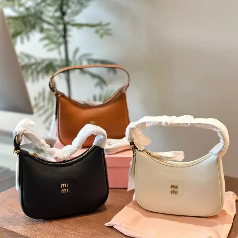 Miu Home 2024 Autumn New Underarm Bag Handheld Air Texture Bag Shoulder Cross Shoulder Women's Bag Crescent Dumpling Bag Gift