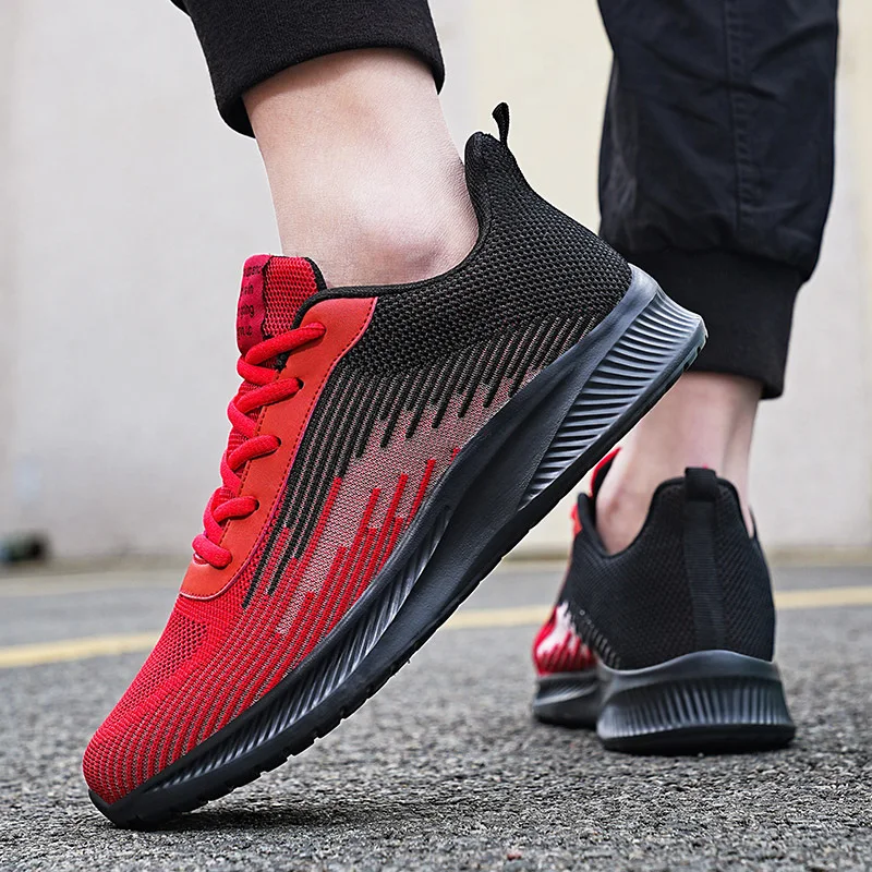 Summer Hot Sale Red Mesh Men Running Sneakers Big Size 47 Light Breathable Women Training Shoes Non-slip Sport Shoes for Man