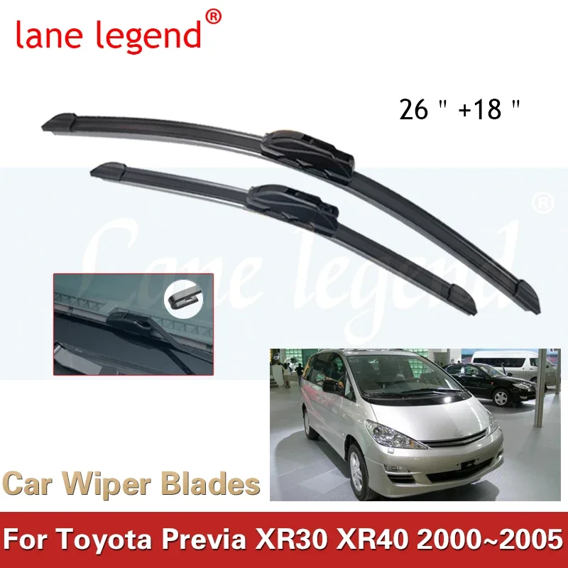 For Toyota Previa Estima Tarago XR30 XR40 2000~2005 Frameless Wiper Blades Rubber Strip Refill Windscreen Cleaning Accessories