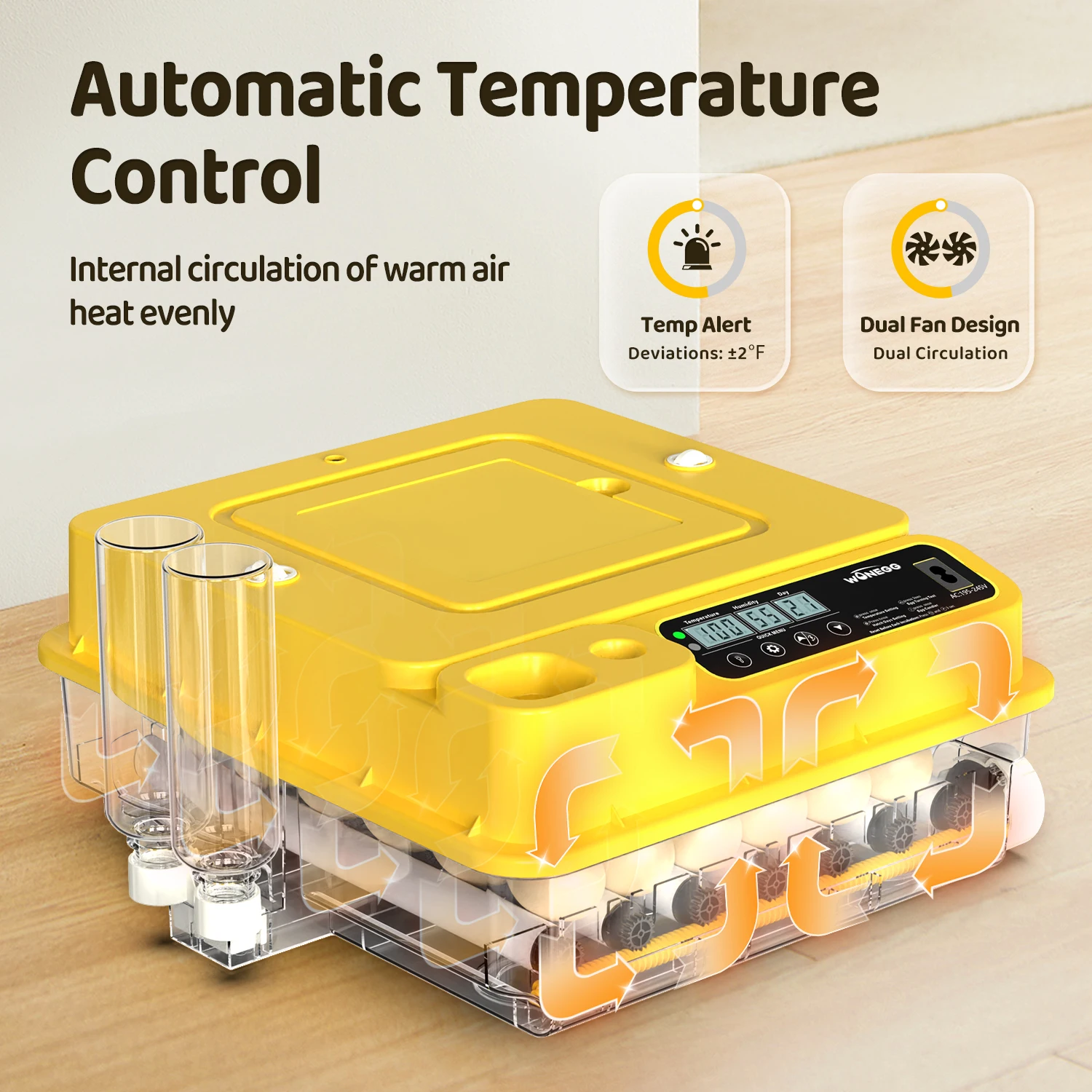 Fully Automatic 36/72/108/144/216-Egg Smart Incubator, Featuring an Innovative Pulse Dot-Matrix Heating Mode, Automatic Egg Turning, Automatic Watering And Humidity Control, Precise Temperature Regulation, Freely Adjustable Shaft Spacing,