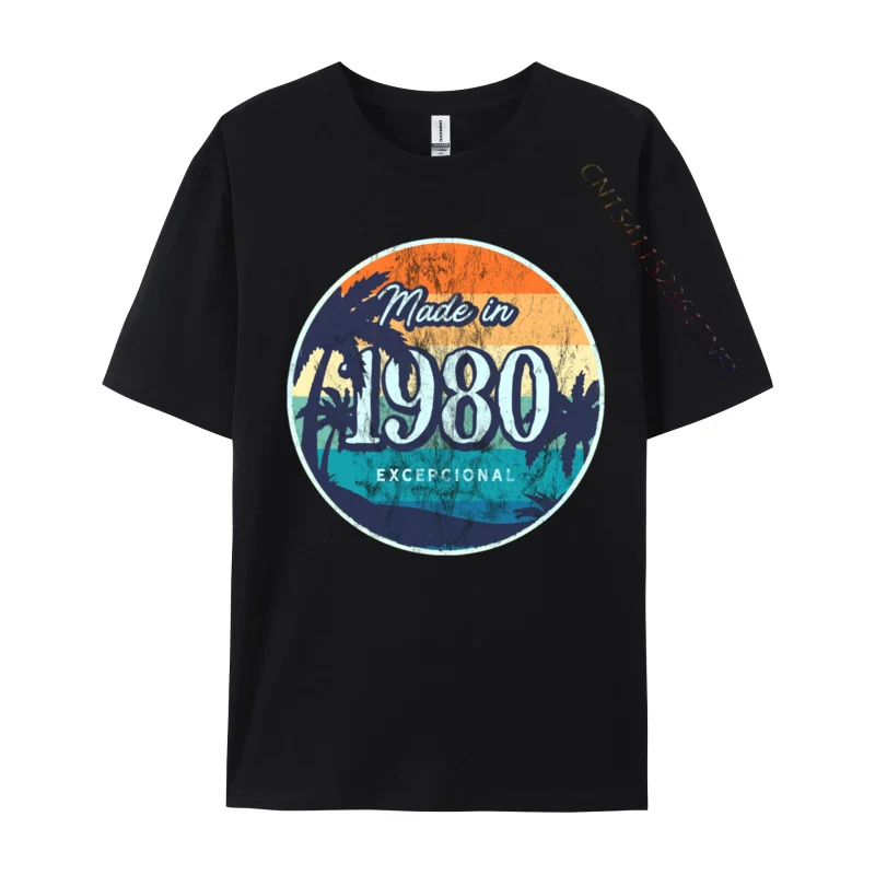 Vintage Made In 1980 Tropical Sunset 44th T-shirts Birthday Tops Shirt Wanderlust Travelling Adventure Bagpacker Lifestyle