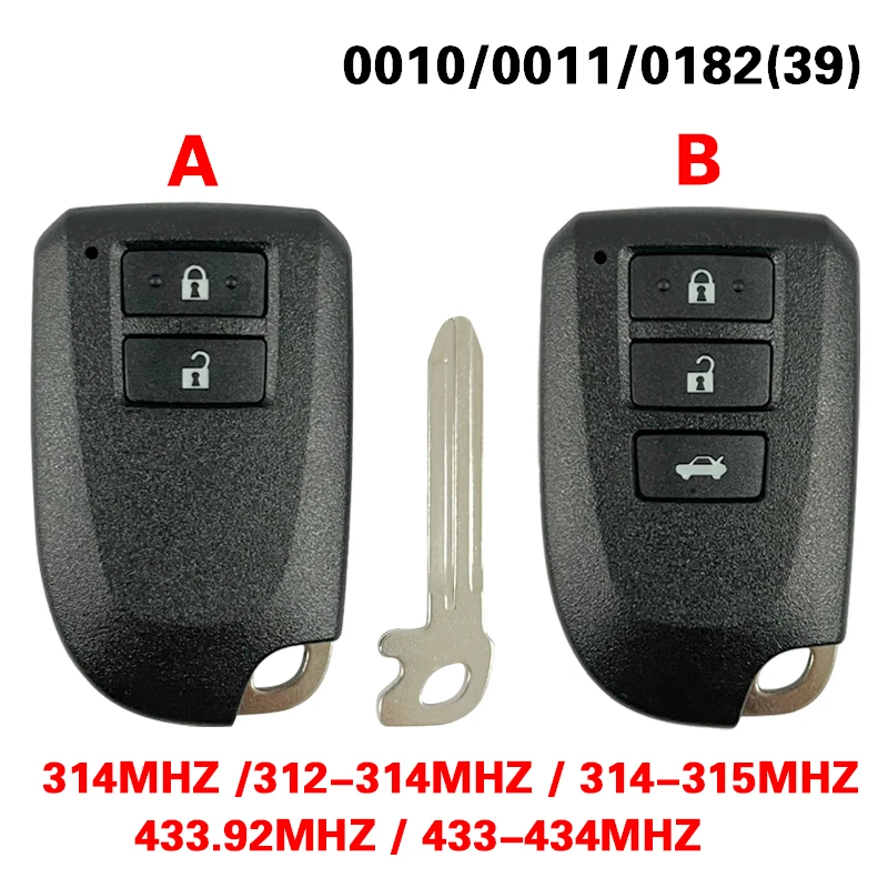 

CN007237 2/3 Buttons New Aftermarket Smart Key Fob For Toyota YARIS L YARIS VIOS 0010/0011/0182 Model 315/433/434mhz 8A Chip