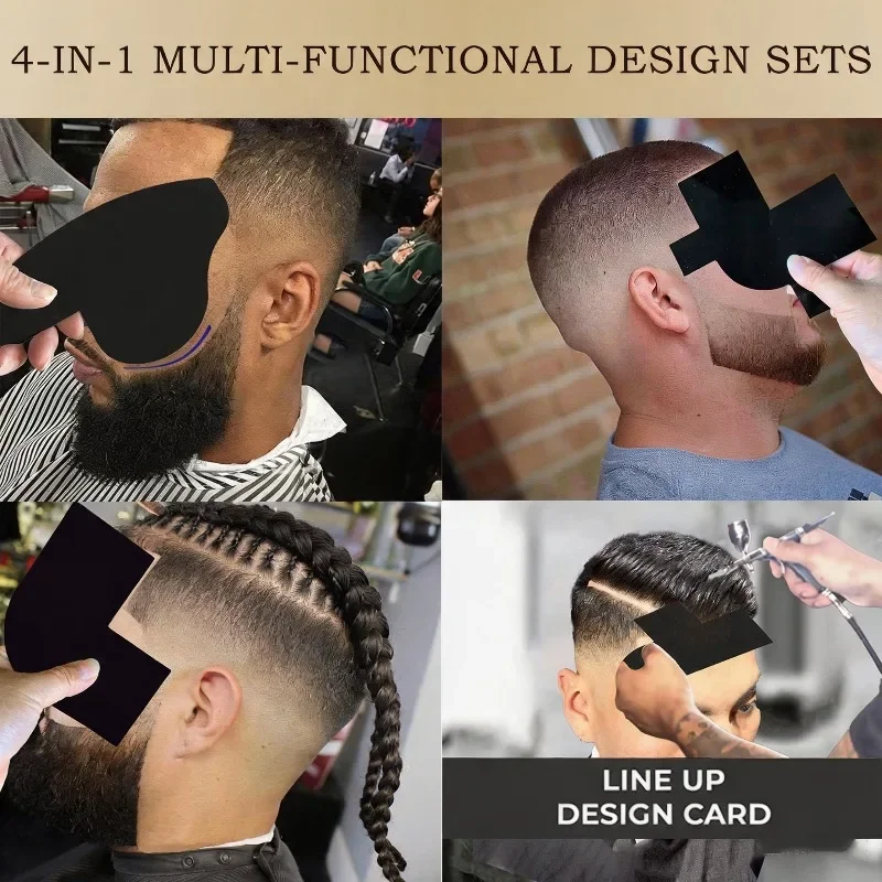 4Pcs Barber Hairline Shaper Cards Precise Guide Template for Sharp Smooth Hairline Styling Tool for Men's Haircut