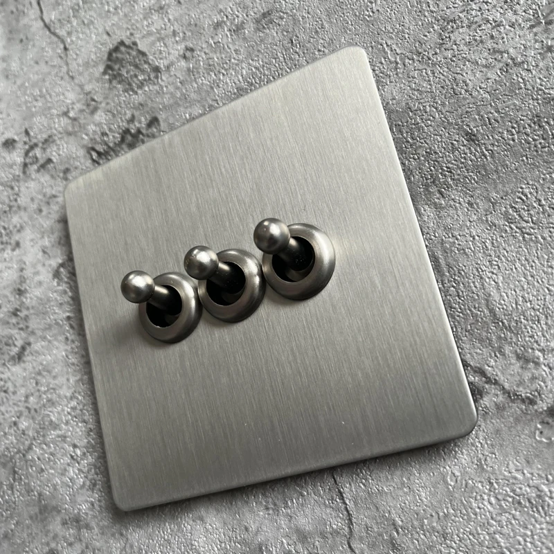 

Высококачественная матовая нержавеющая сталь, подходящая для бытовых выключателей, розетка в стиле ретро, рычажная панель