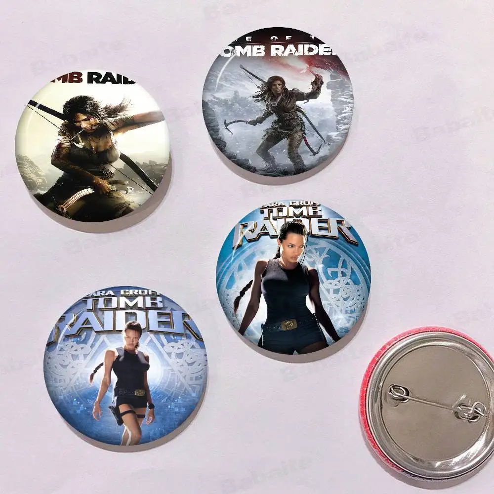 Lara Croft Tomb Raider Anime Button Pin Handmade Brooch for Clothes Cartoon Badge Backpack Decoration Jewelry Accessories