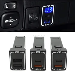 Blue Light Car Charger TYPE-C PD QC3.0 USB Interface Dual Socket for Toyota Prado Car Accessories