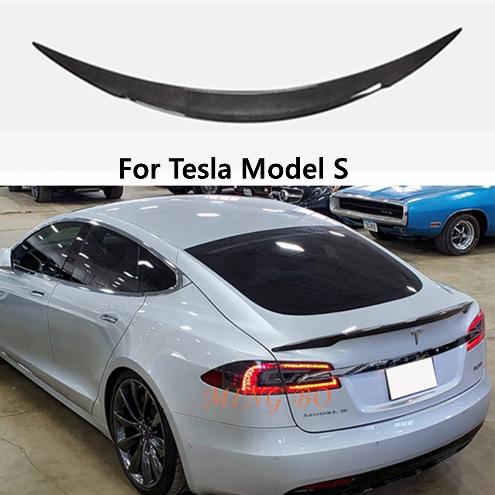 

For Tesla Model S Carbon fiber Rear Spoiler Trunk wing 2014 2015 2016 2017 2018 2019 -2022 RZ Style FRP Matt carbon