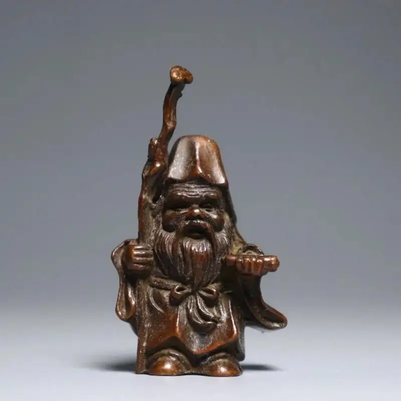 Bronze Earth God Statue Figurine Chinese Land Deity Home Altar Desktop Decor Copper Craft Collectible Ornament