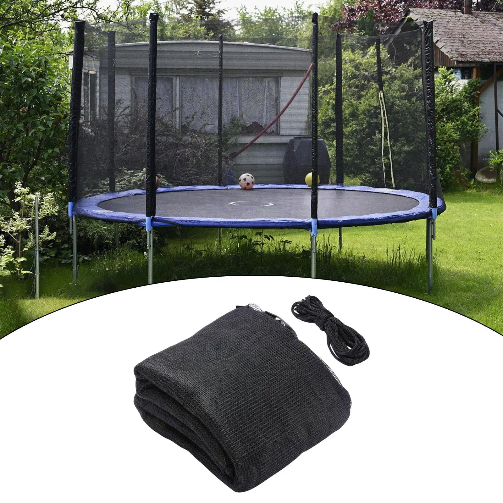 

Trampoline Replacement Netting Protective Enclosure Net Height 183cm Tightly Woven Mesh Surround Protection when Jumping Black