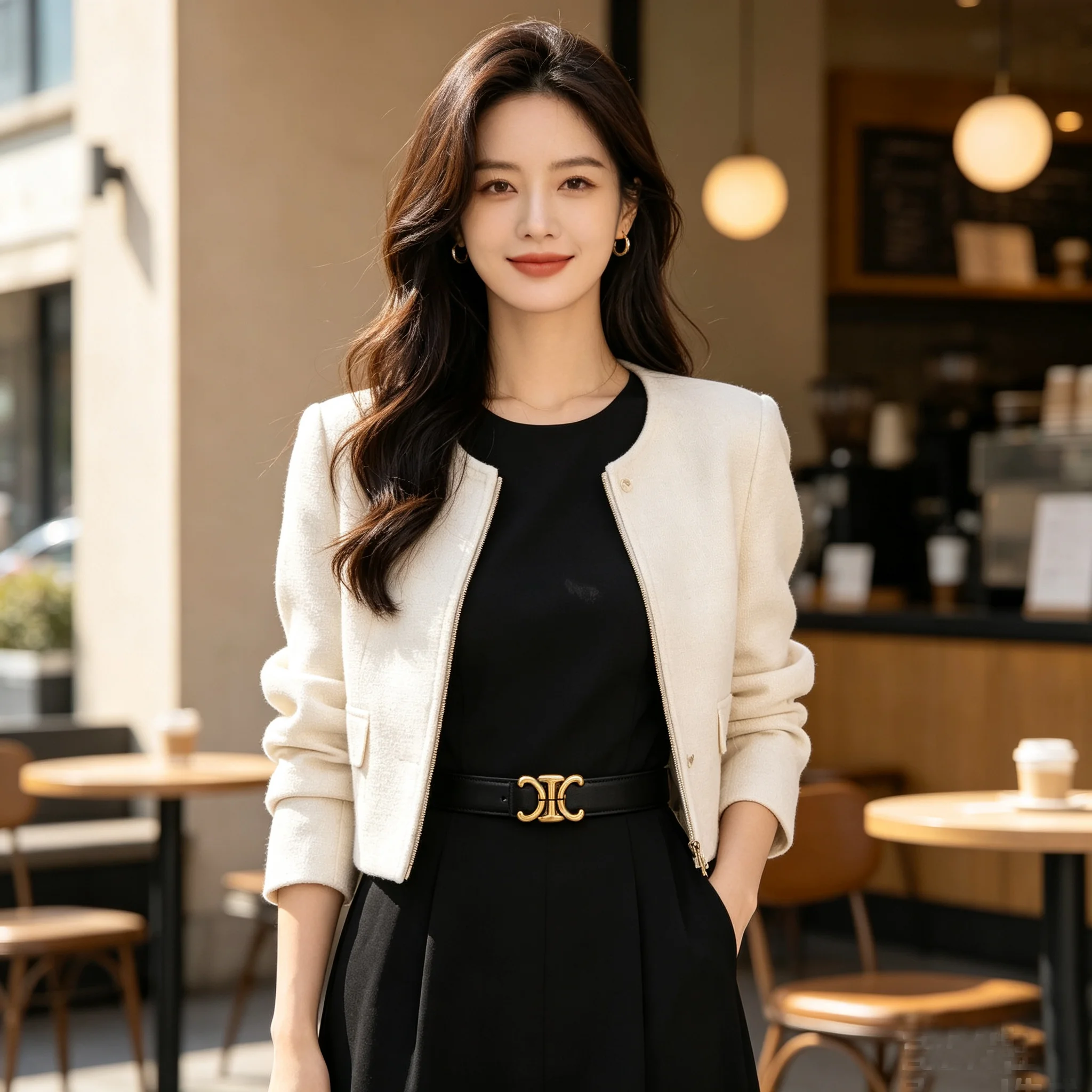 Women Genuine Leather Slim Belt Vintage Gold Buckle Decor Waist Strap Fashion Accessory for Jeans Pants Dresses