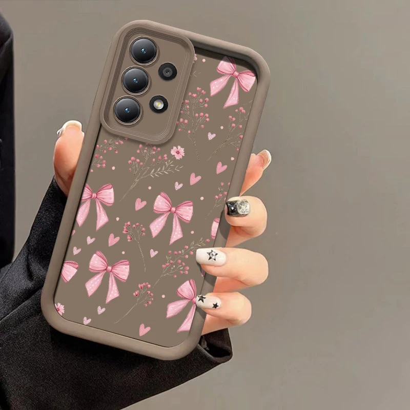 Bow Flowers Pattern Phone Case For Samsung Galaxy A57 A54 A34 A24 A14 A73 A56 A36 A26 A17 A16 Silicone Shockproof Matte Cover