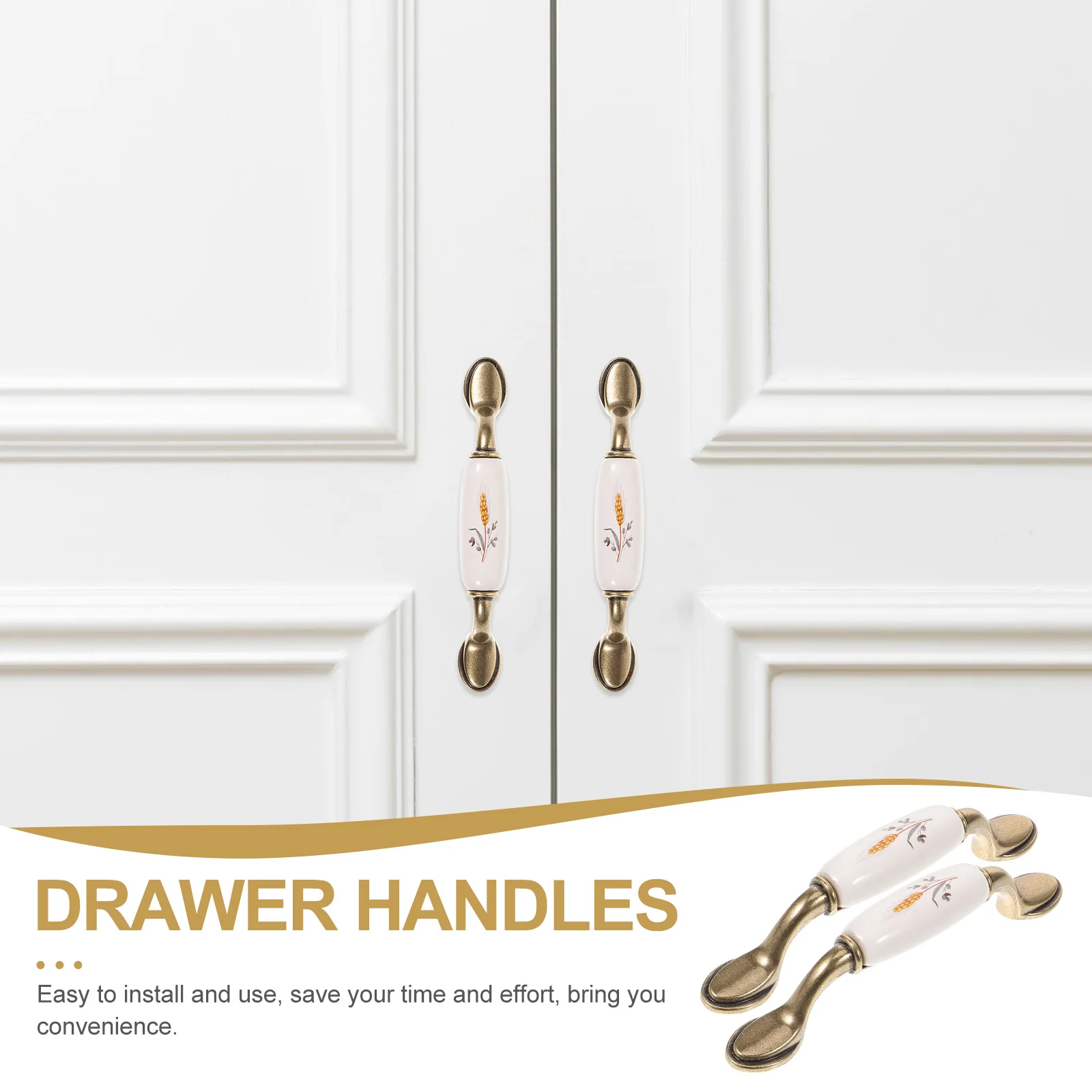 

2pcs Ceramic Cabinet Handles for Kitchen Cabinet Door Handle Wardrobe Furniture Handles For Kitchen Cabinets Zinc