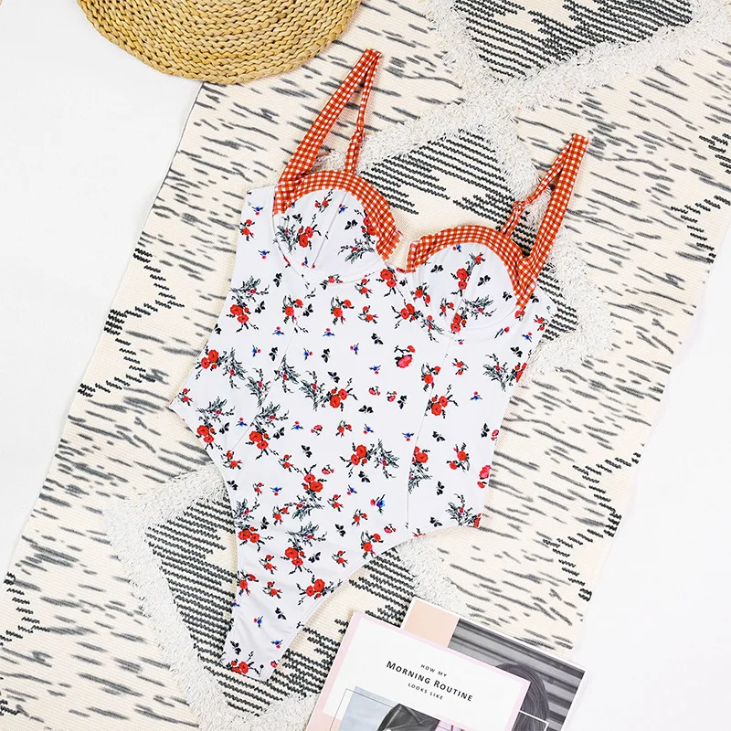 Push-Up-Bikinis, sexy Frauen, einteiliger Badeanzug, weibliche Bademode, 2026, Blumen-Monokini, Badeanzug, Strandmode, Badeanzug, Biquini