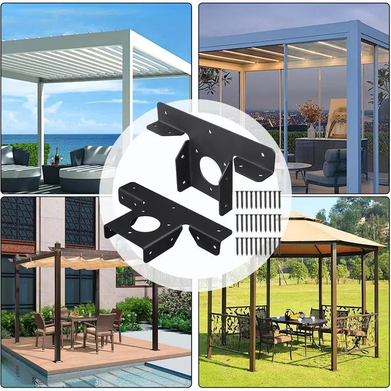 Adjustable Pergola Brackets 3-Way Extension T Brackets Adjustable Adjustable 2pcs Pergola Brackets For Outdoor Garden Structures