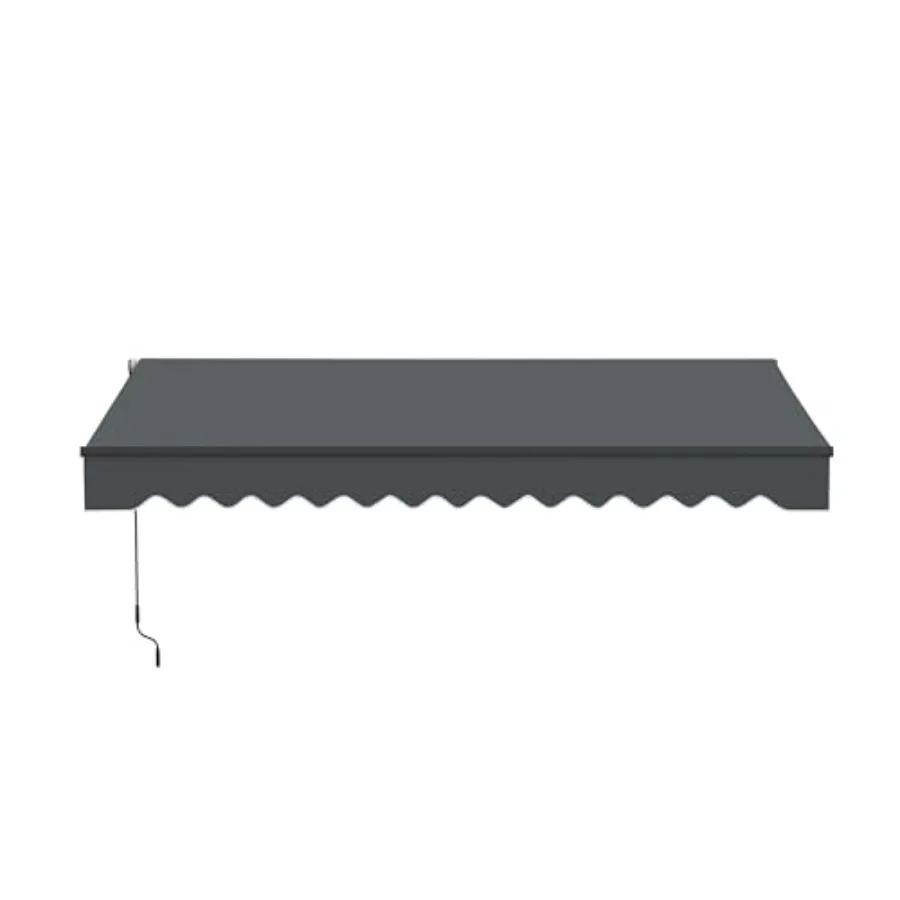 

13x10 feet Caribbean Style Manual Black Frame Awning UV-Protected Sunshade Canopy with Hand Crank and Durable Steel Frame for D