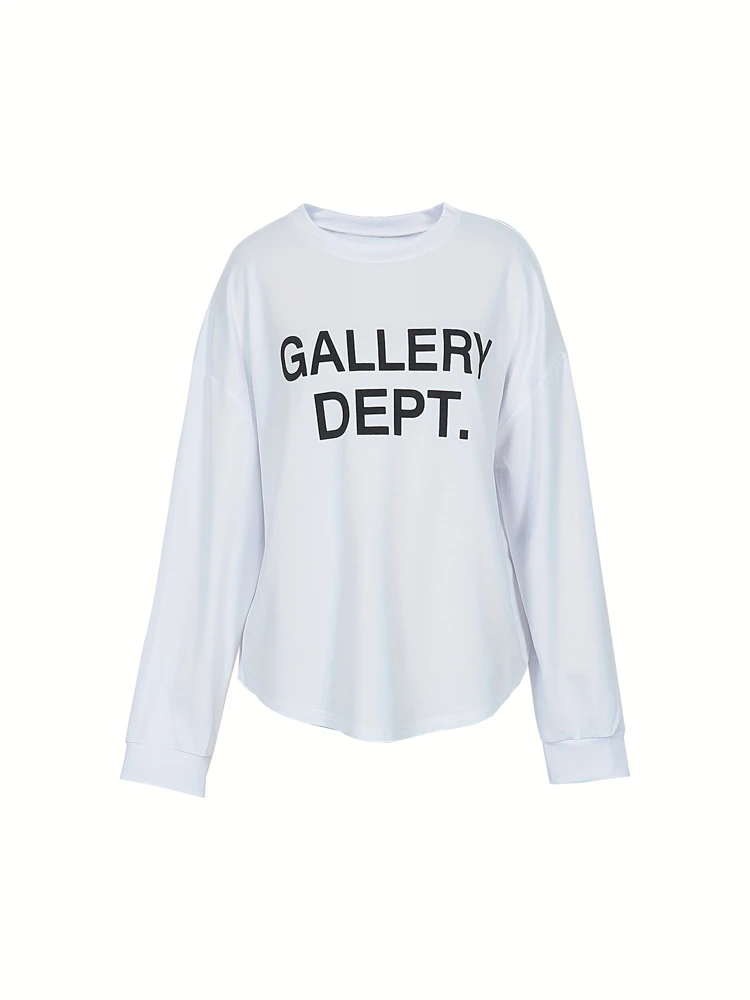 Taglie forti da donna 2025 nuove lettere modello Top tinta unita autunno scelta migliore manica lunga girocollo casual elegante