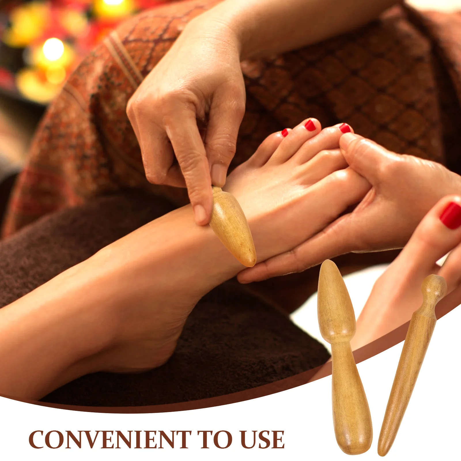 Massage Equipment Acupressure Stick Tools Wooden Neck Light Brown Foot Massager