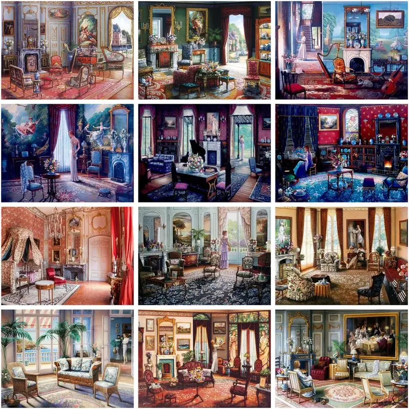 

CHENISTORY Full Square Diamond Painting Indoor Scenery 5d Diy Diamond Embroidery Art Kits Handmade Mosaic Painting Gift