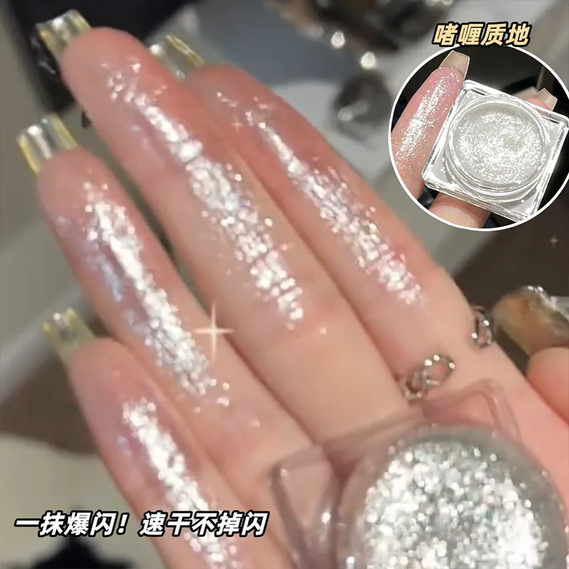 Paleta żelowych cieni do powiek Punk Glitter Smoky Black - metaliczna ciemnosrebrna mokra formuła i perłowe pigmenty, błyszczące kosmetyki