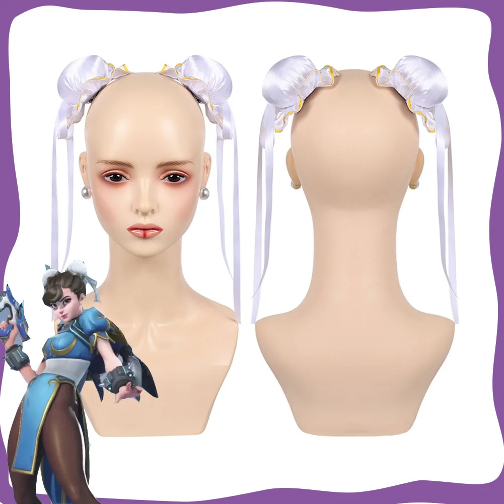 

2025 Game OW X SF Juno Chun-Li Cosplay Hair Clip Earrings Set for Women Girls Costume Accessories Halloween Carnival Party Suit