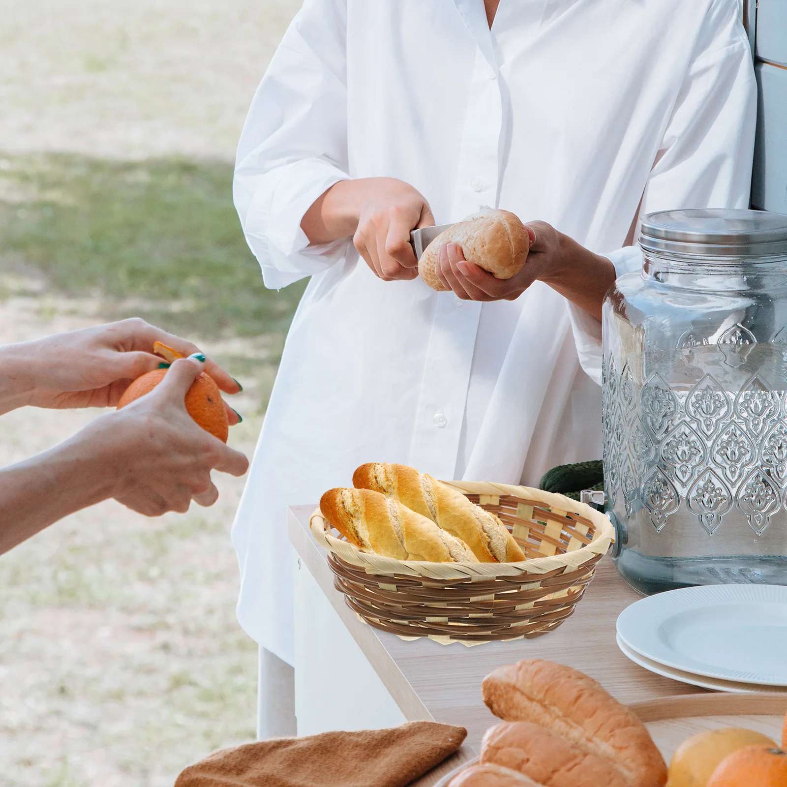 

3Pcs Bamboo Woven Fruit Containers Handmade Storage Baskets Home Kitchen Snack Bread Basket Bamboo Basket Fruit Container