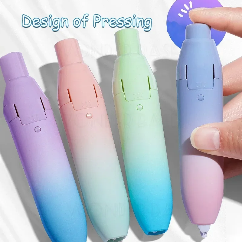 Replaceable Core Correction Tape Cute Gradient Color Pen Shape Press Type Correction Tape for School Student Stationery Supplies