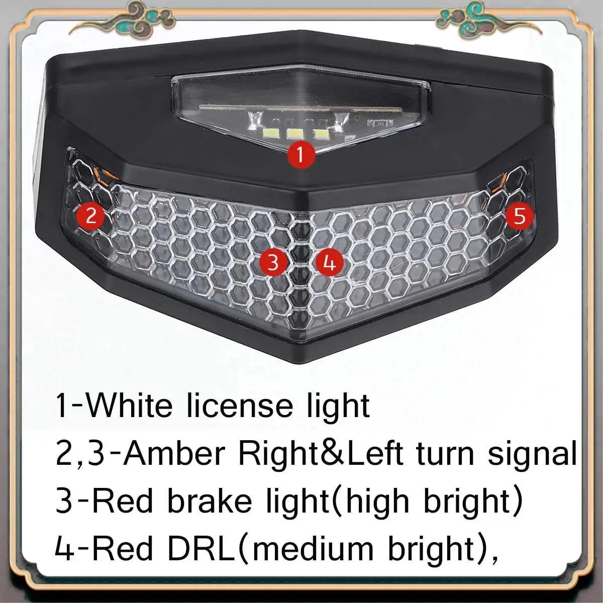 

A73Q-Новый 12 В универсальный задний фонарь для мотоцикла ATV 5в1 светодиодный задний фонарь стоп-сигнал указатель поворота освещение номерного знака