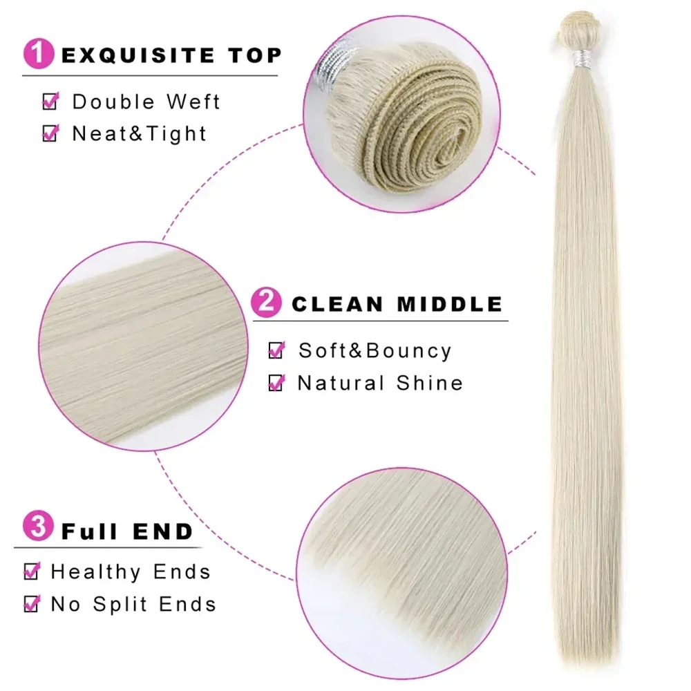 Super Soft 26 Inch 100g Synthetic Hair Weaves High Temperature Fiber Straight Hair Bundles synthetic hair extensions