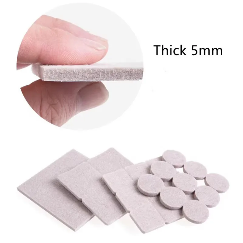5mm Thick Self-Adhesive Felt Pad Round Chair Legs Furniture Sliders Anti-Scratch Floor Protector for Hardwood Floors Table Pads