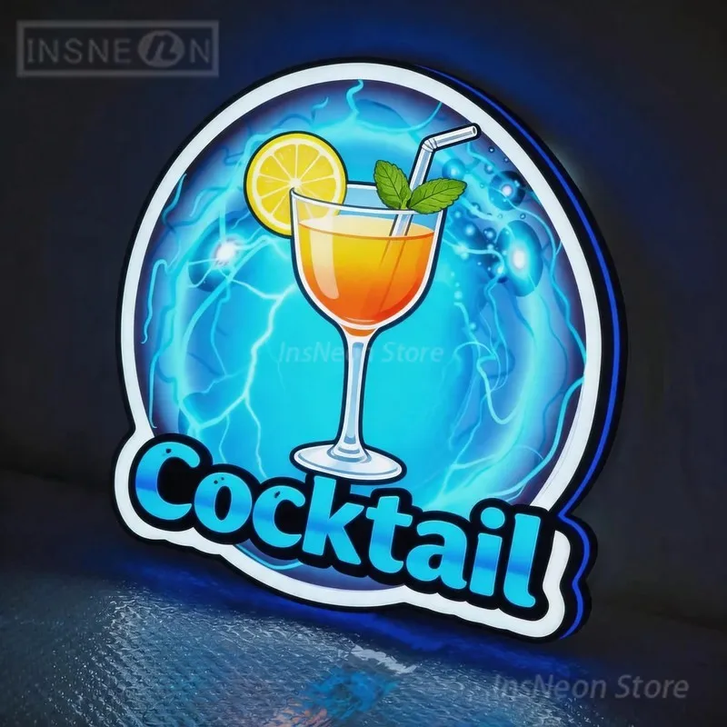 Cocktail Neon Panel Custom Light Sign Illuminated Logo Led Letters Luminous Cartoon Photo Business Advertising Poster Box