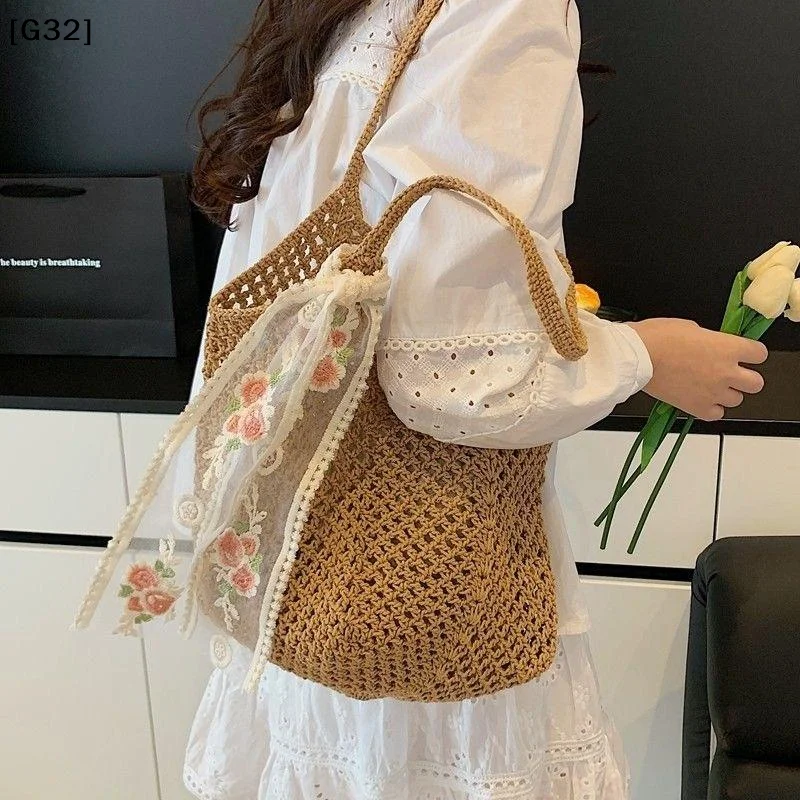 Bolso tejido de gran capacidad - Luxury Beach Bags Ysl reseña y precio