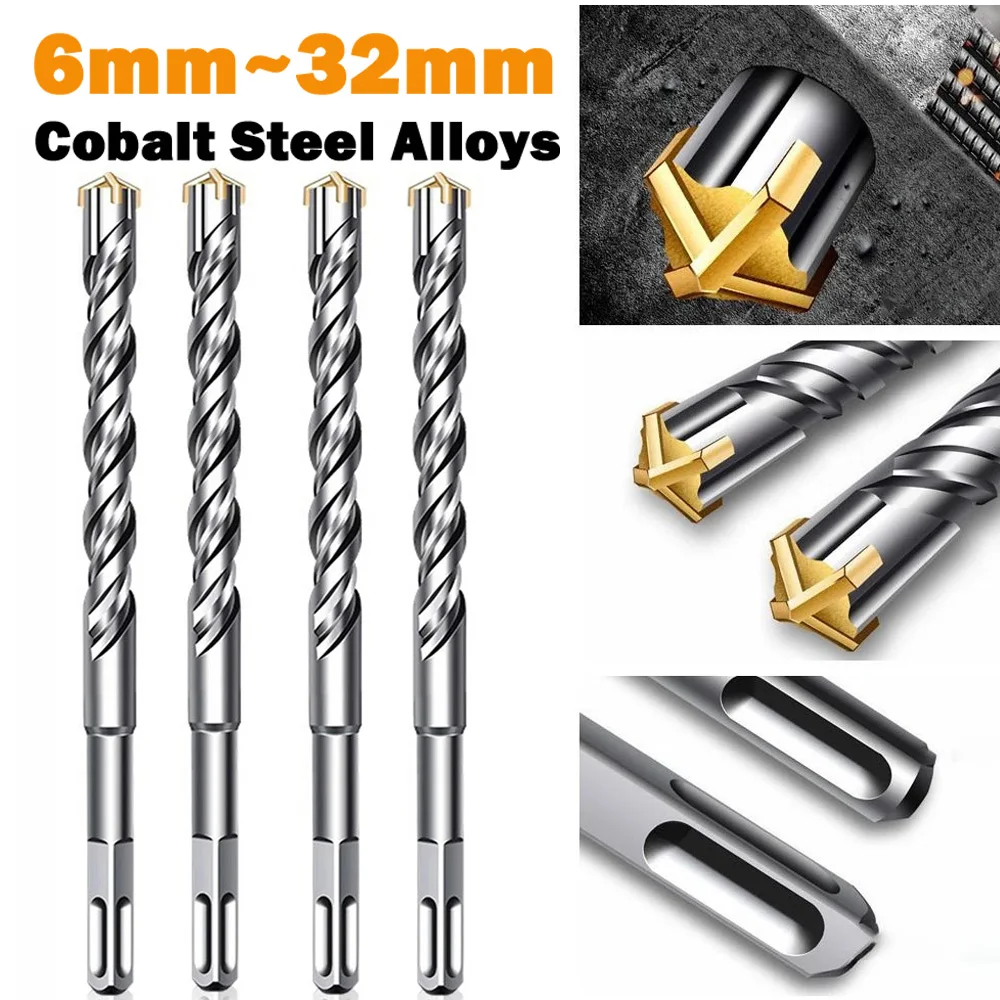 1Pcs Rotary Hammer Drill Bits 6mm~32mm Round/Square Shank Carbide Tipped Brick Stone Drilling Wood Metal Concrete Drill Bit