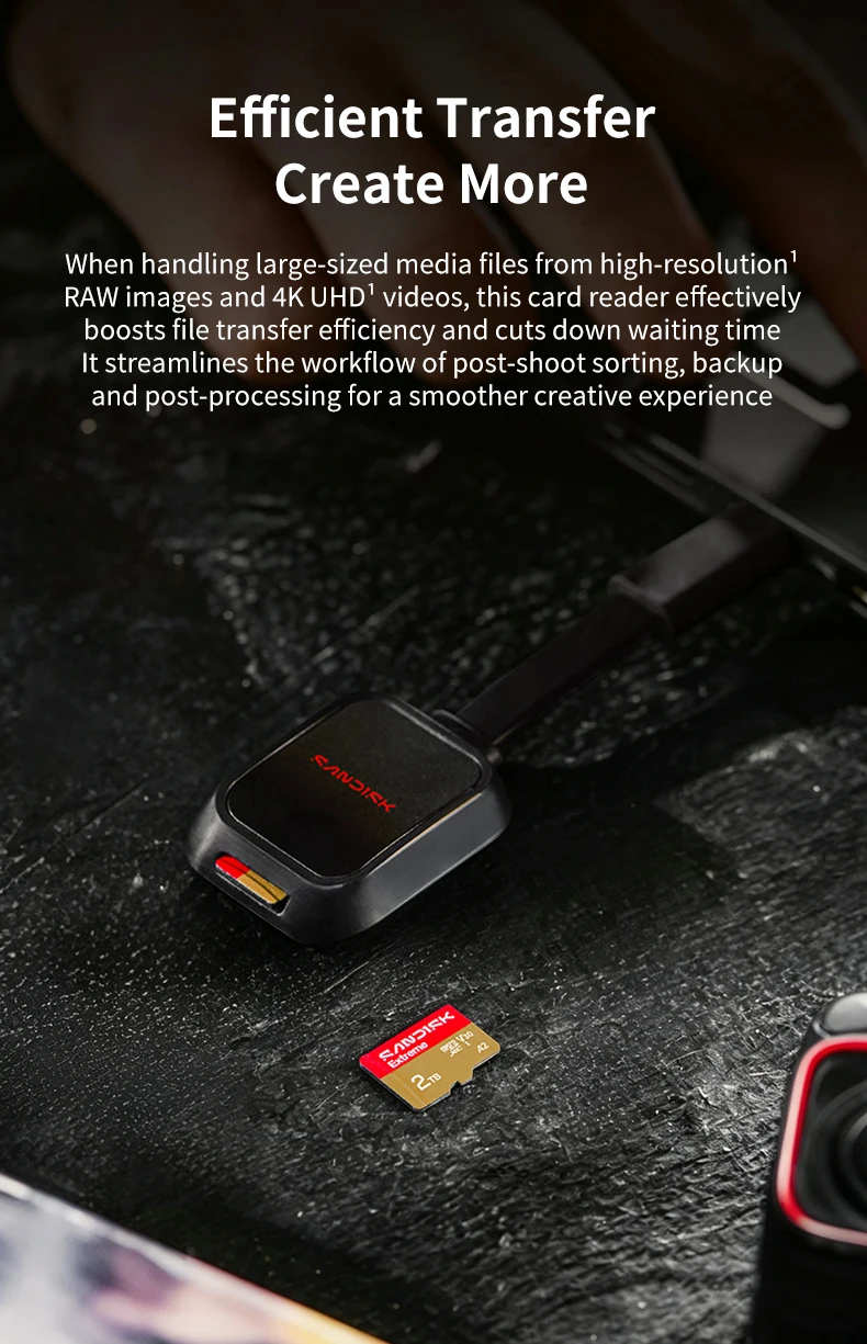 SanDisk QuickFlow microSD-Kartenleser B751 USB-C 3.2 Gen 1 250MB/s Lesegeschwindigkeit 170MB/s Schreibgeschwindigkeit für UHS-I UHS-II microSDHC microSDXC – Detail 2