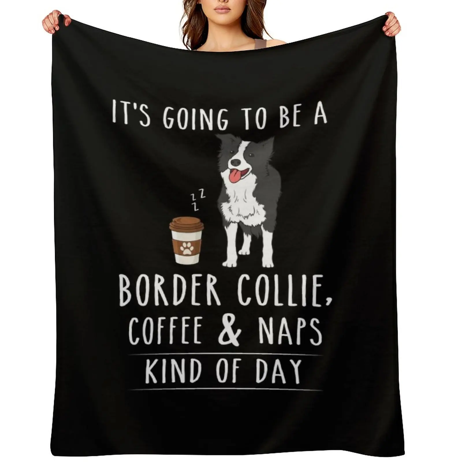 

Border Collie, Coffee and Naps Funny Throw Blanket bed plaid Polar Soft Plush Plaid Flannel Blankets