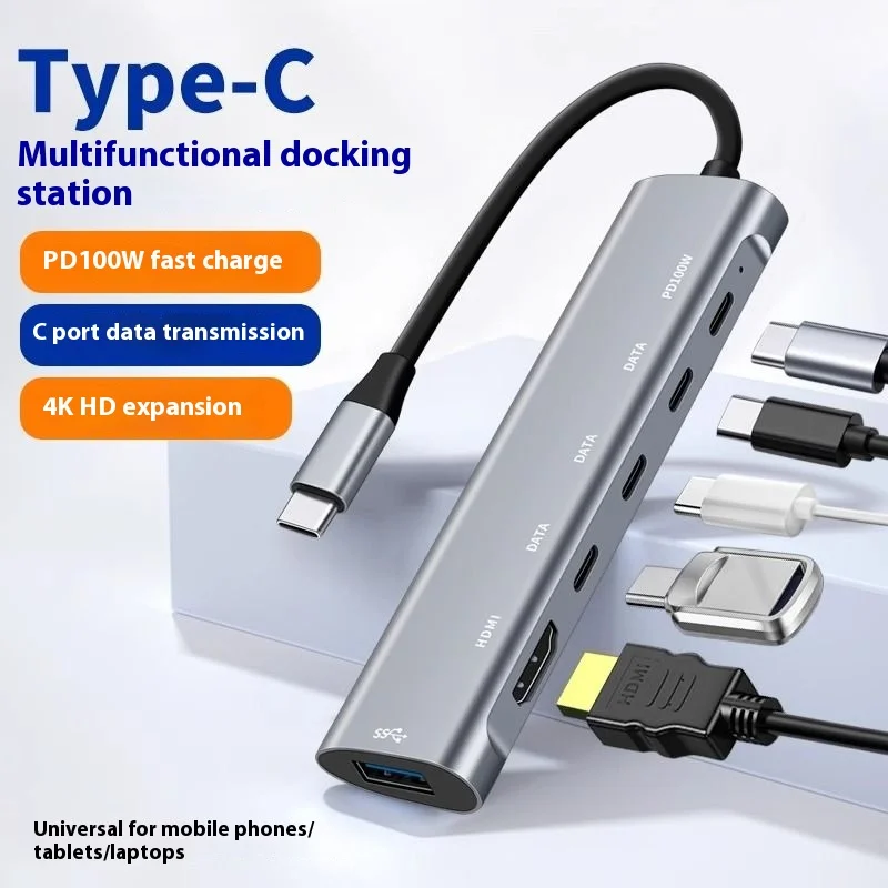 Eayburst USB C Hub 4K HDMI type c to USB 3.0 pd 100W Multiport Adapter Splitters for macbook Laptop Accessories 6 in 1 USB HUB