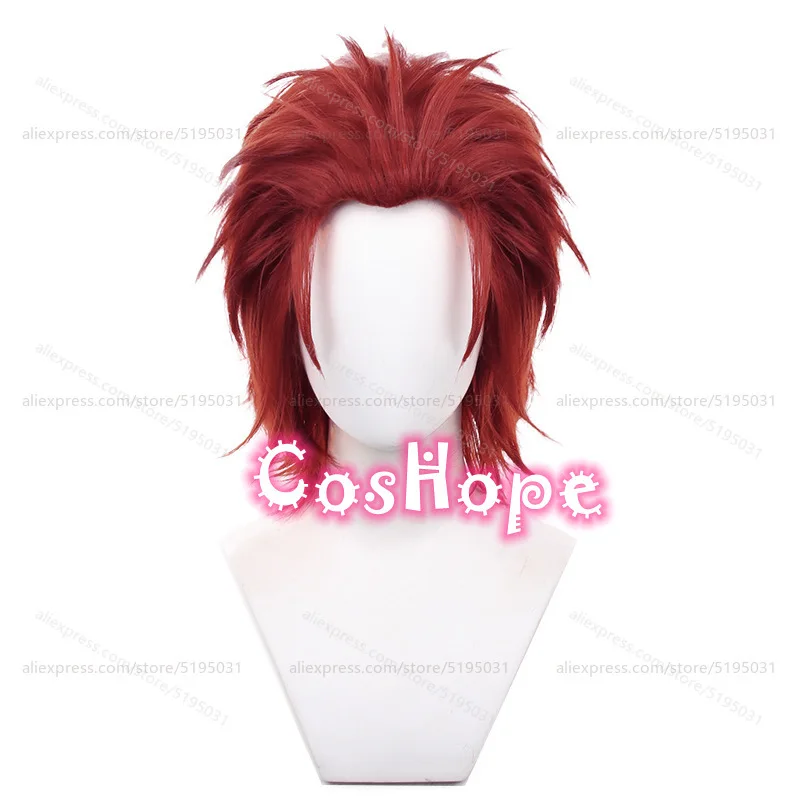 K Suoh Mikoto Cosplay Wig 35cm Short Dark Red Wig Cosplay Anime Cosplay Wigs Heat Resistant Synthetic Wigs