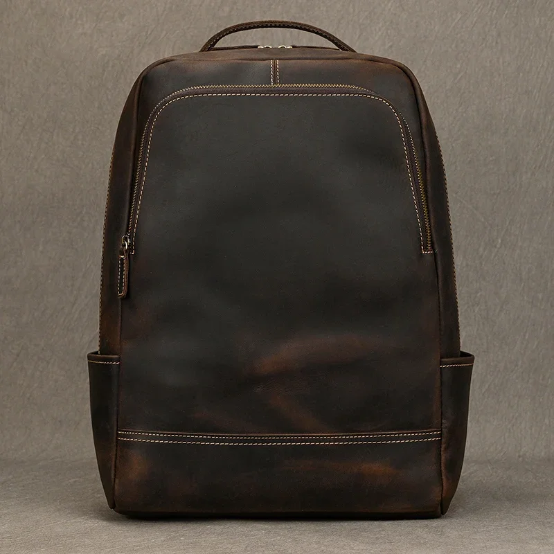 2023 New arrival leather backpack computer backpack 15.6 inch laptop bag for men male travel bags vintage business daypack men