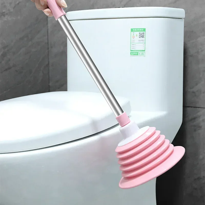 1pc Toilet Pipe Plunger Corrugated High Pressure Handle Household Bathroom Supplies Suction Sewer Anti Bloking Tools Accessories