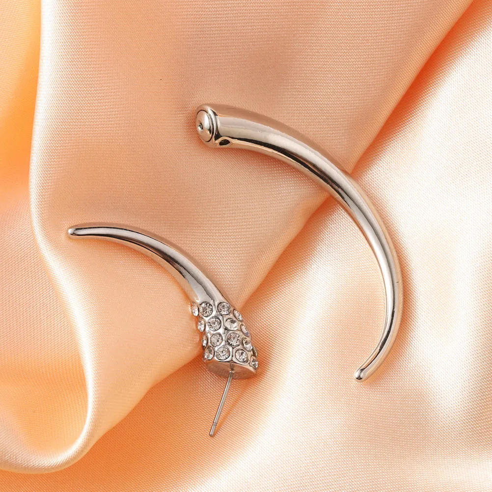 

1 Pair Moon Shaped Drop Earrings For Women Dainty Crystal Metal Dangle Costume Jewelry Lightweight Hypoallergenic Fashion Ear