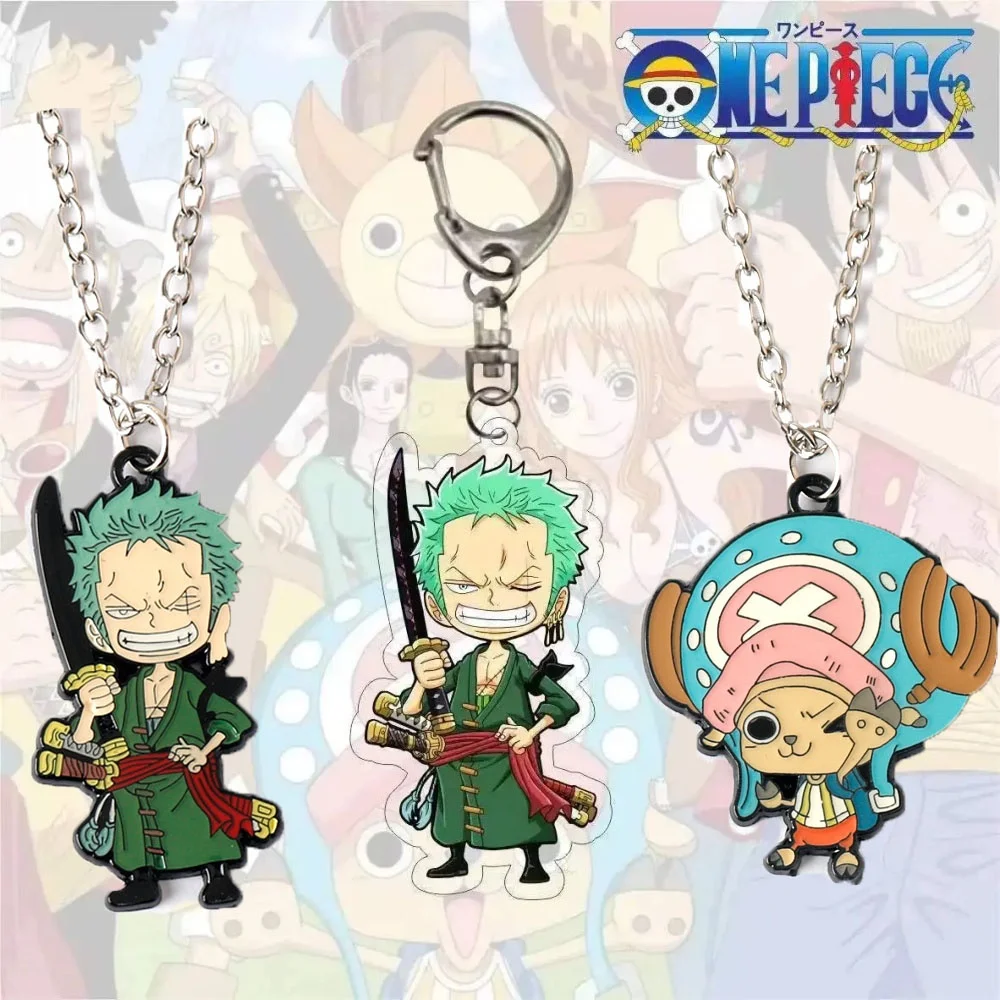 One Piece Peripheral Keychain, Longqioba Character Cartoon Cute Pendant Necklace, Cosplay Accessory Set