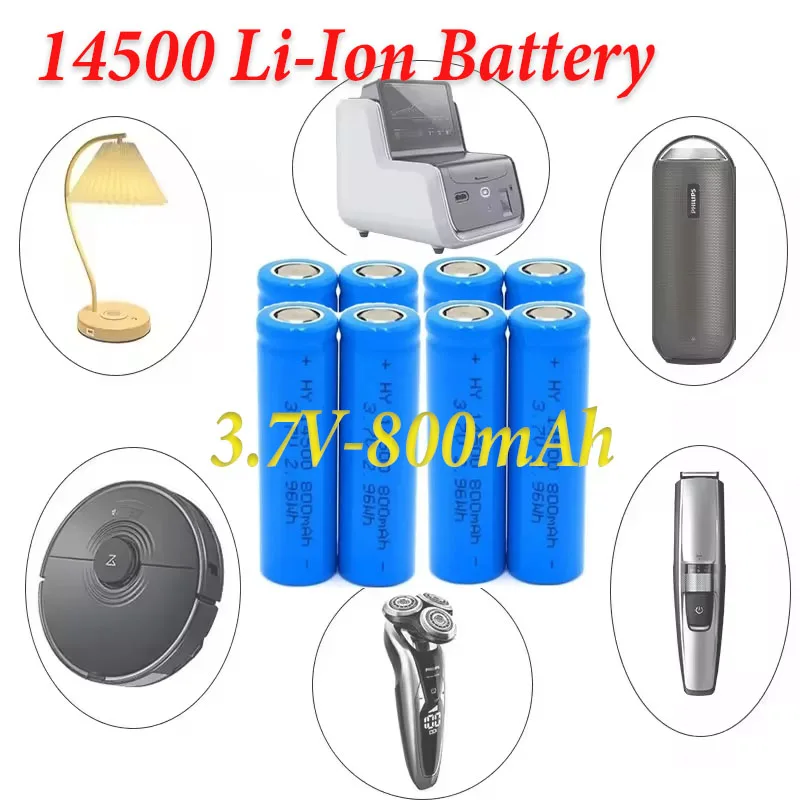 14500 3.7V 800mAh Rechargeable Lithium Battery for Remote Control Mouse Clock Flashlight Shaver Replace AA Batteries