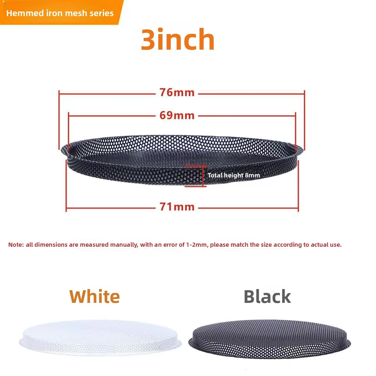 MW Audio 2PCS luidspreker ijzeren gaasrooster 2"-10", zwart/wit beschermhoes voor audioluidspreker