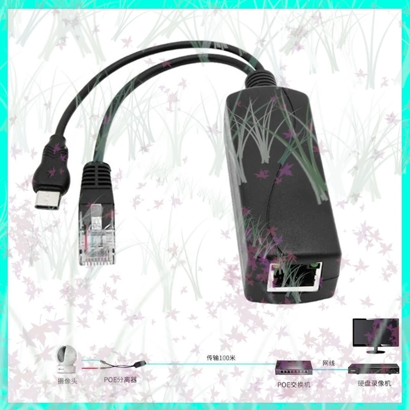 1/2/5PCS Splitter 5V POE USB Tpye-C Power Over Ethernet 48V To 5V Active Tpye-C POE Splitter RJ45 Female 44~57V for Raspberry E3