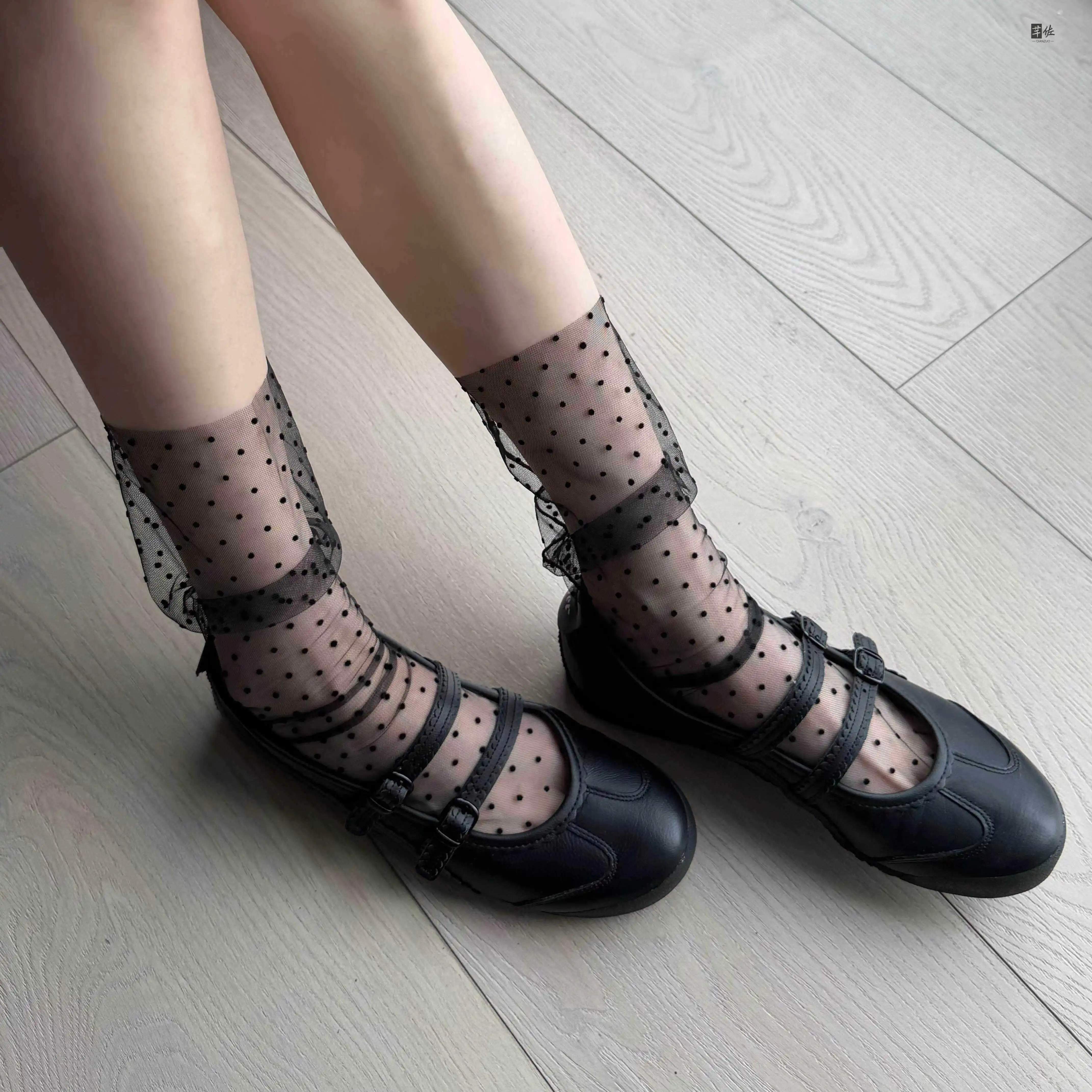 Polka Dot Mesh Leggings Socks Vintage Gentle Atmosphere See through Mid-Calf Girls Heart Ballet Style over the Knee Socks