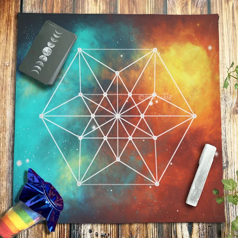 Sacred Geometric Magic Tarot Tablecloth Altar Cloth Witchcraft Pagan Oracle Card Pad Fantasy Galaxy Starry Night Art Home Decor