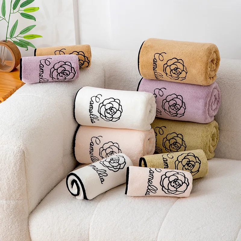 1/2/3 Pack of Camellia Towels in Random Colors, the Best Gift for Christmas, Halloween, Thanksgiving, New Year, and Birthday Gifts. Camellia Coral Fleece Bath Towel, Extra Large, Thick, Soft, Absorbent, Suitable for Hotels, Guesthouses, and Home Use